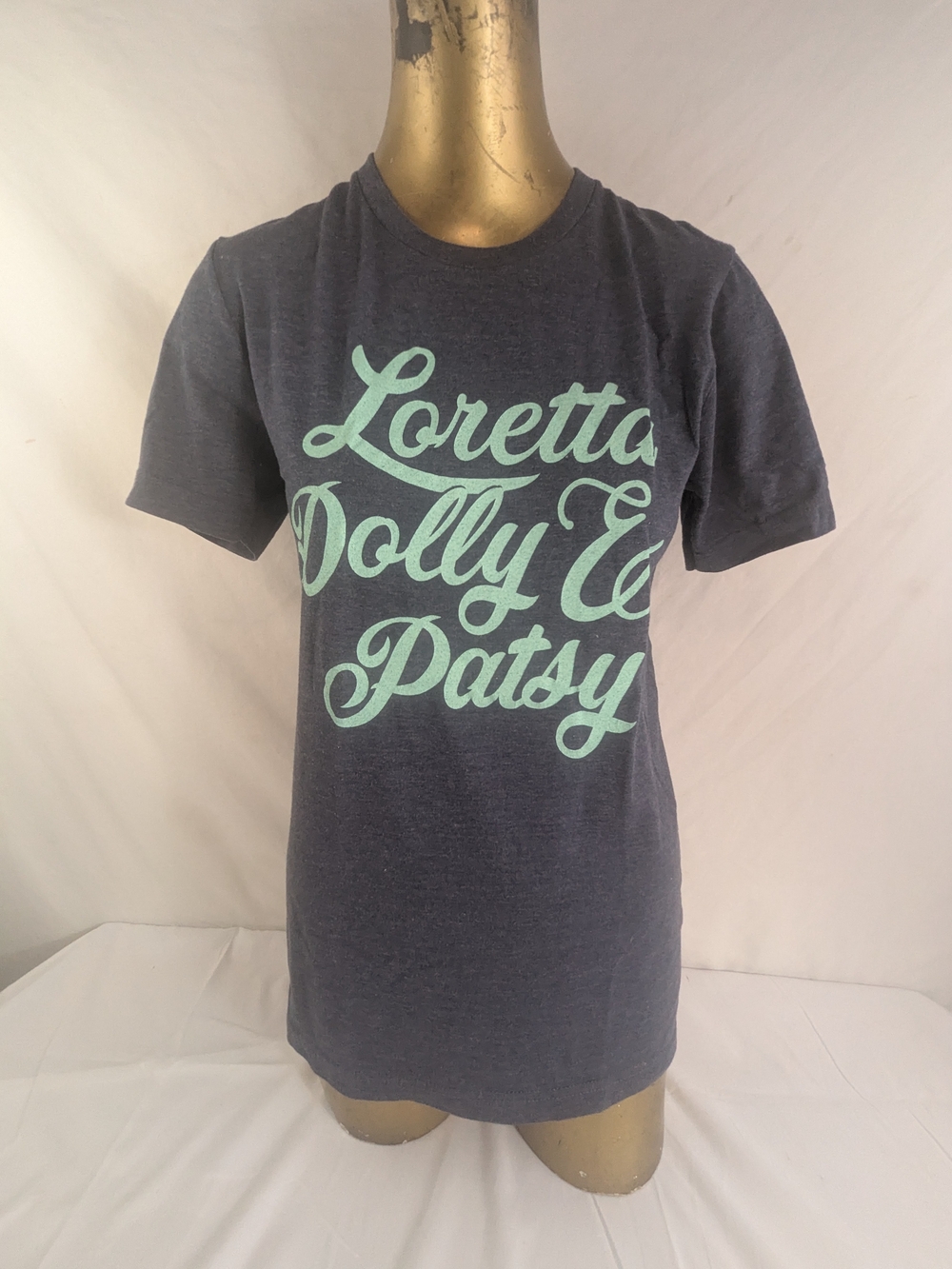 Loretta, Dolly & Patsy Country Music Royalty Grey Tee Blue Graphics Small